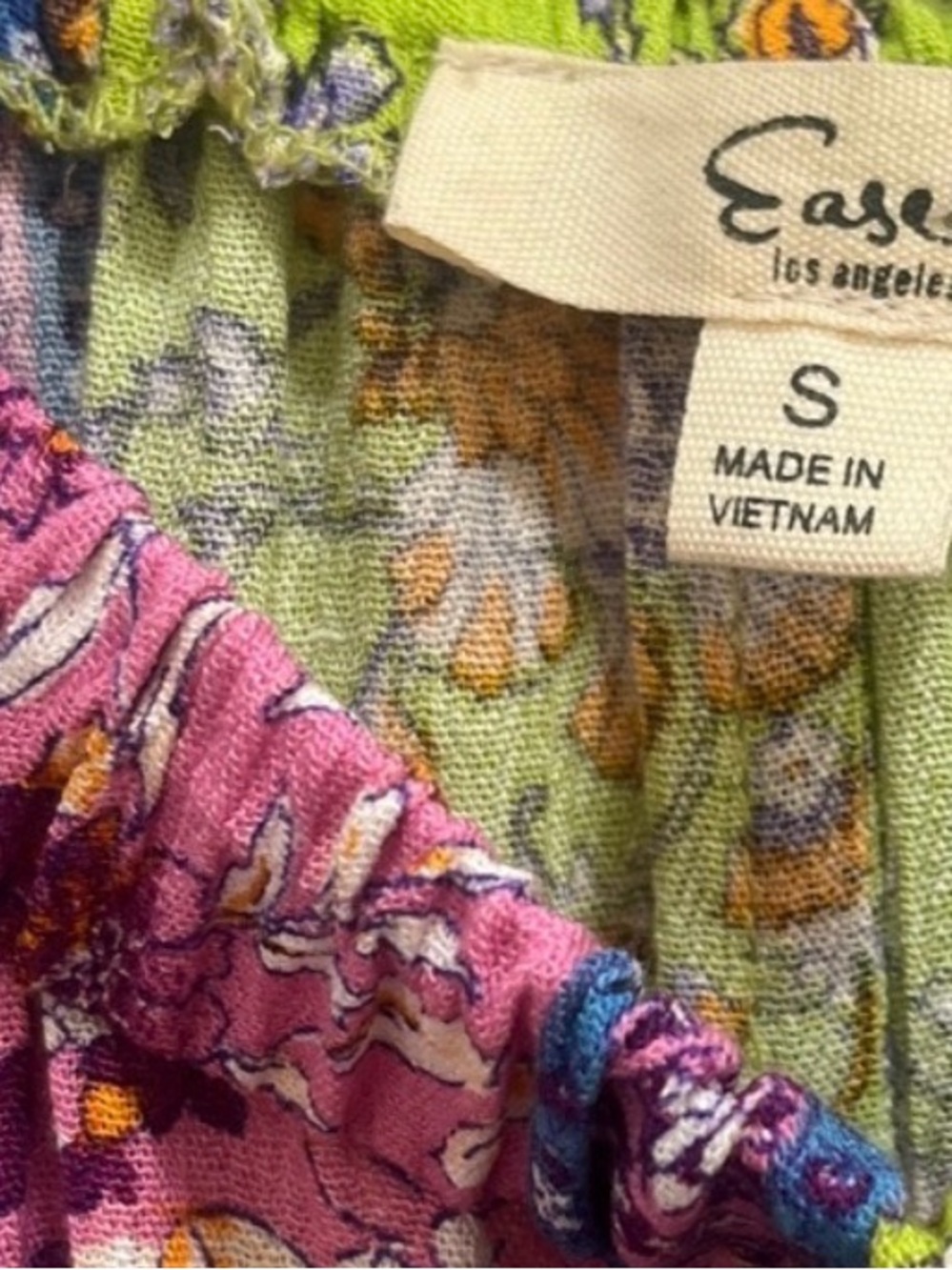 NWT Easel Pink Purple Green Floral Paisley Striped Off-Shoulder Maxi Dress - Picture 5 of 11